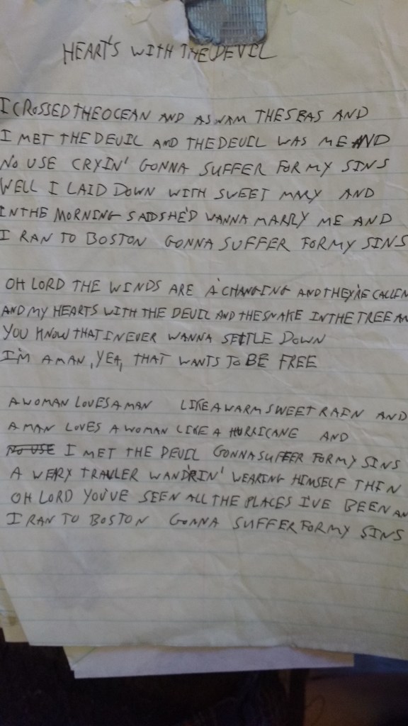 Downfall Road Hears With the Devil Handwritten Lyrics